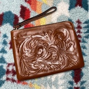 Patricia Nash Leather Tooled Florence Cassini Zip Wristlet